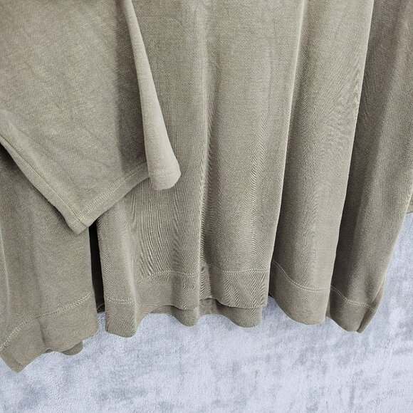 J Jill Sweater Top XL Olive Green 3/4 Sleeve Side Slit Modal Blend Soft Casual - Picture 5 of 10